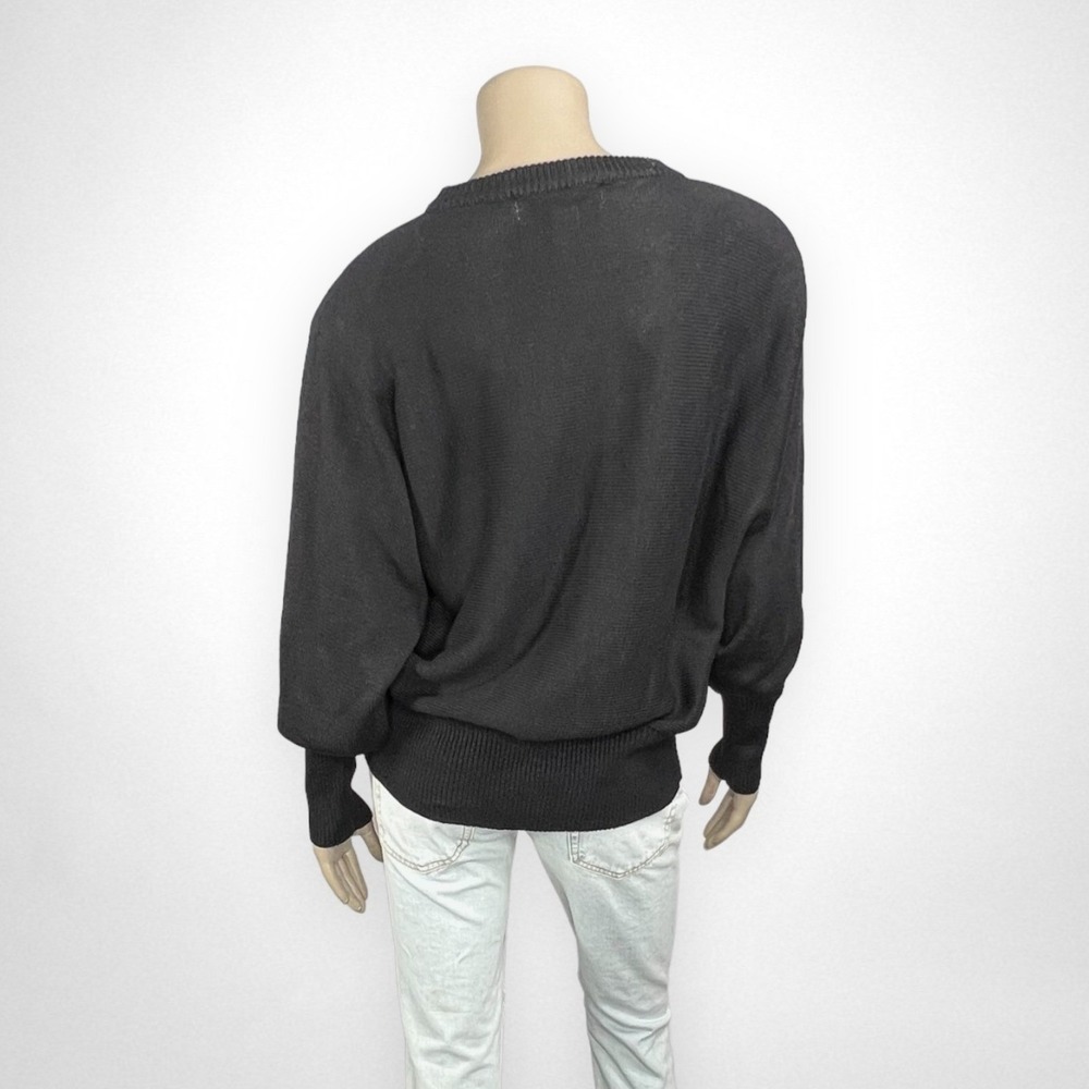 VTG 80s 90s Peacock‎ Embellished Knit Sweater Black L - Picture 3 of 7